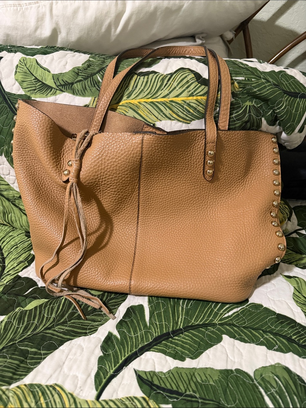 Rebecca Minkoff Tan Leather Stud-Accent Tote Bag